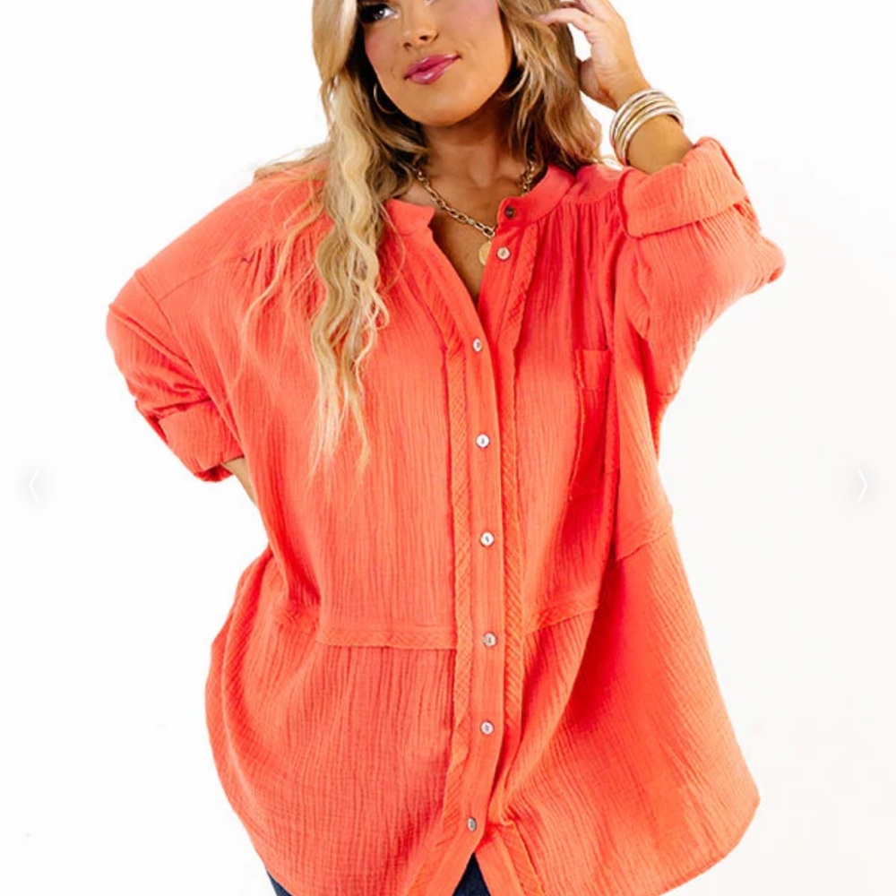 Orange Button Top